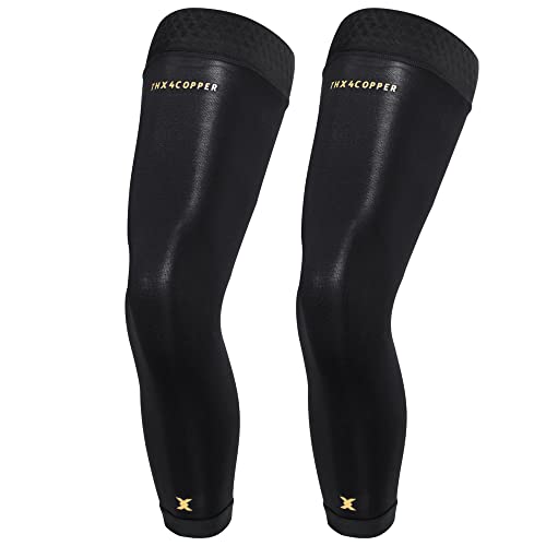 Large Copper Infused Full Leg Compression Sleeves for Support and Pain Relief