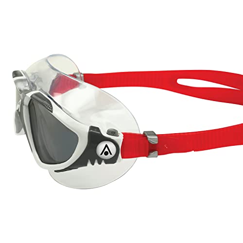 Swim Goggles Adult Unisex Vista Smoke Lens White/Red Frame Anti-Fog & Scratch-Resistant