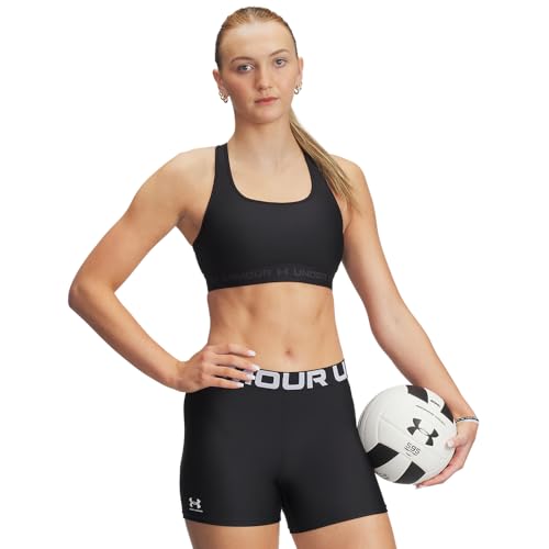 Under Armour Women's Crossback Mid Impact Sports Bra - Small Black/Jet Gray