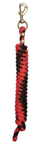 Horse Lead Rope 5/8 Inch x 10 Ft Poly Rope Brass Snap - Red/Black