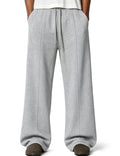 Men's Baggy Fleece Lounge Sweatpants - Wide Leg, Large, Grey