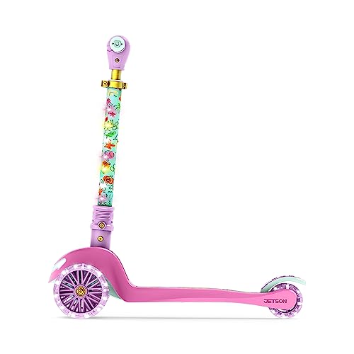 Kids Kick Scooter with LED Lights & Light-Up Wheels - Princess Pink, 3-Wheel