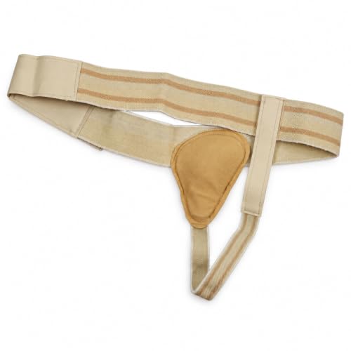 Inguinal Groin Hernia Support Belt - Right Side Beige, Adjustable & Latex-Free