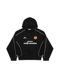 Unisex Oversized Y2K Applique Hoodie - Medium Black