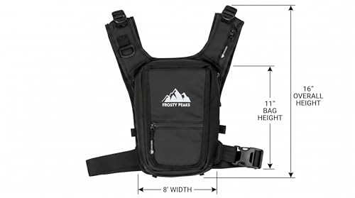 FROSTY PEAKS Black Chest Pack with Flip Phone Pocket — Minimalist Ski & Outdoor Vest