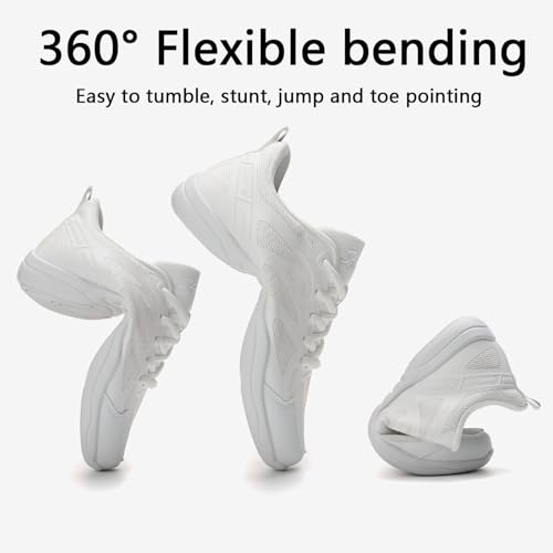Girls Cheer Shoes White Cheerleading Dance Shoes Youth High-Performance Breathable Cheerleading Shoes 4 Big Kid