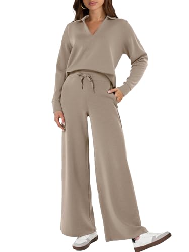 Women's Casual 2 Piece Sweatsuit Set - Camel Medium