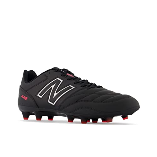 Men's New Balance 442 V2 Team FG Soccer Shoes - Black White Red, Size 10.5