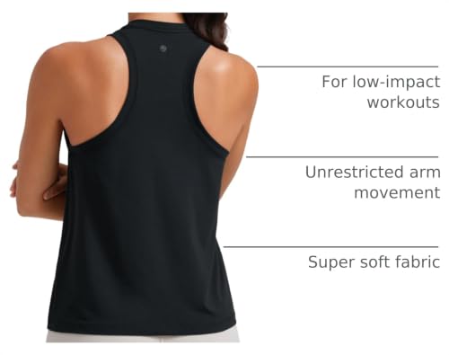 Medium Black Pima Cotton Crewneck Tank Top for Workout & Casual Wear