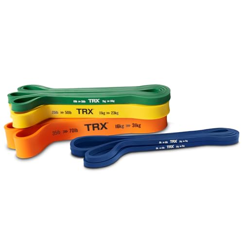 TRX Resistance Bands Set 5-70 lbs Full-Body Workout Bands - Pack of 4