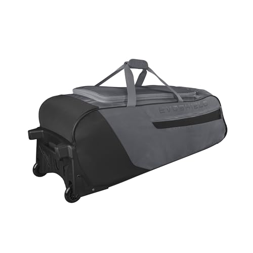 EvoShield Takeover Wheeled Bag Charcoal - Large Sports Gear Duffel with Custom Panel