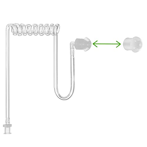 Replacement Mushroom Ear Tips 50 Pack for Radio Acoustic Tube Earpiece & Coil Headset - White Silicone
