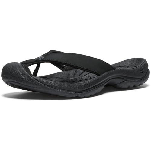 KEEN Waimea Leather Flip-Flops - Men's 8.5 Black/Black