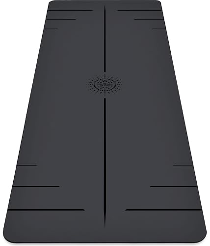 Plyopic PoseMap Signature Black Ultra Grip PRO Yoga Mat - Non-Slip, Alignment Lines, Comfortable, Sweat-Resistant