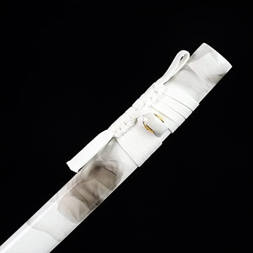 41 Inch Full Tang Samurai Sword - White Black Japanese Katana for Collection