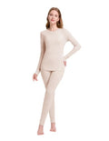 Women’s Merino Wool Thermal Base Layer Set - Medium 260 Oatmeal | Woolcano
