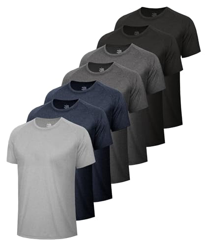 Men's Workout Shirts 5 Pack - Black Moisture-Wicking Quick Dry Gym Tees, 3X-Large