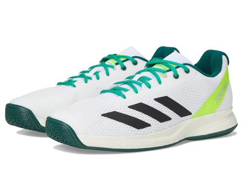 Adidas Men's Courtflash Pickleball Shoes White/Black/Collegiate Green - Lightweight, Durable Court Sport Footwear