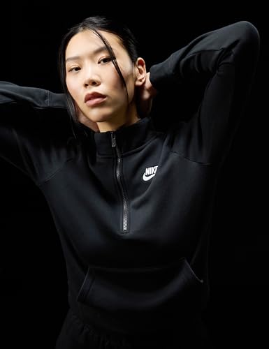 Nike Women's Sportswear Club Fleece 1/2-Zip Sweatshirt - Medium Black/White