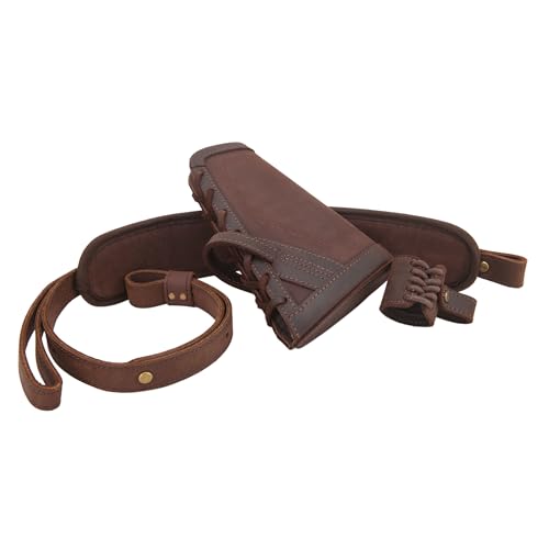 WAYNE'S DOG No Drill Leather Gun Sling with Shell Holder for .357, 30-30, 45-70, 12GA - Variant 357, .30-30, .38, .35 Cal
