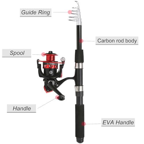 Telescopic Fishing Rod Set 6.9ft with Reels and Accessories - Carbon Fiber, 2PCS