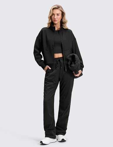 X-Small Fleece Lined Casual Pants for Women - Black, 30 Inch Inseam