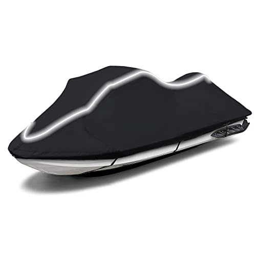 Jet Ski Cover Waterproof UV Resistant Trailerable 126-135 Inch 3 Seater - Black - Fade & Crack Resistant