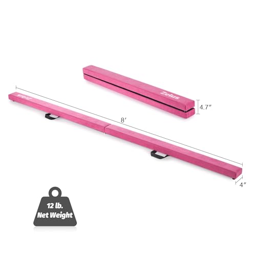 Pink 8 ft Folding Gymnastics Balance Beam for Kids & Adults - Anti-Slip, Portable