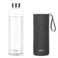 Glass Water Bottle 32oz Borosilicate with Sleeve Dark Gray - Reusable Leakproof