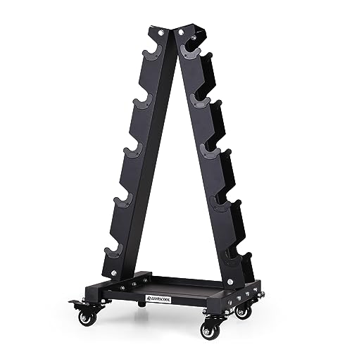 Large 700 LBS Capacity Dumbbell Rack Stand - A-Frame Rolling Weight Storage