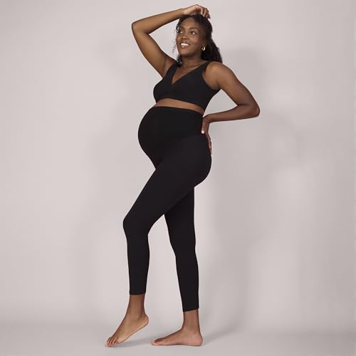 2-Pack Black Maternity Leggings with Secret Fit Belly - Full Length Pregnancy Support