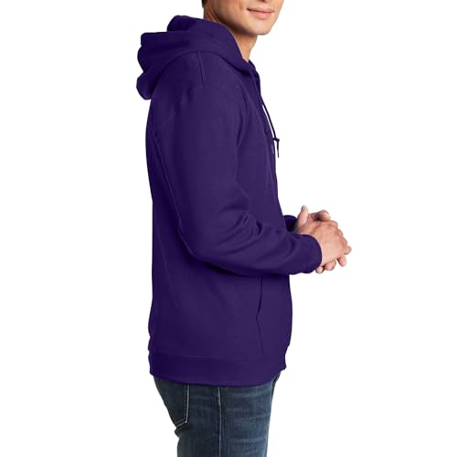 Men's Zip Up Hoodie Fleece Pullover with Kangaroo Pocket - Large / Purple