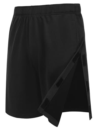 Unisex Tear Away Athletic Shorts - 9 Inch Snap-On Post Knee Hip Recovery Lounge Pants - Large Black