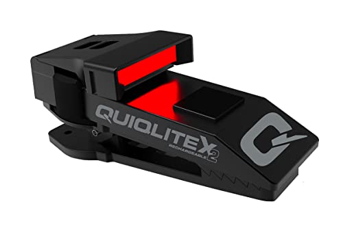 QUIQLITEX2 Tactical Red/White Hands-Free LED Pocket Light, USB Rechargeable, Aluminum Housing