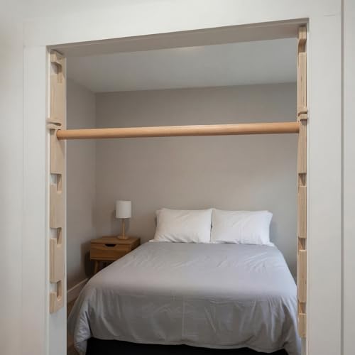 Adjustable Wooden Doorway Pull-up Bar Set 100kg Load Capacity with Locks - 118cm