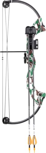 Camo Youth Compound Bow for Beginners with Accessories - 26-inch, 25lb Draw