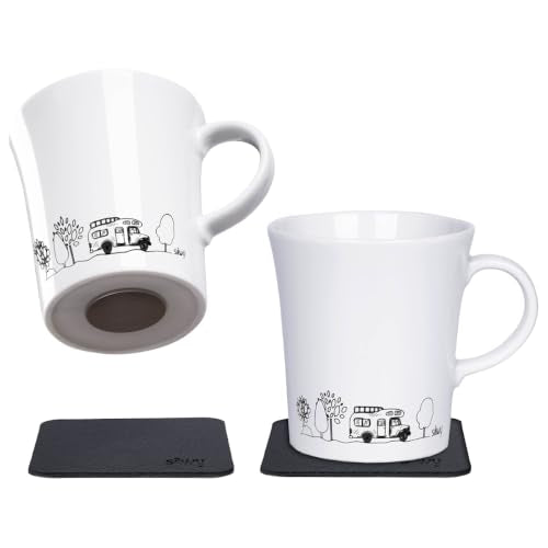 Magnetic Porcelain Coffee Mugs Set of 2 for Camping RV Boat - Dishwasher Safe