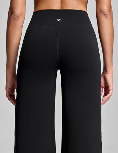 HeyNuts Wide Leg Pants for Women Workout Leggings - 32.5" Black, Medium, 5'7"-5'9"