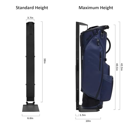 Wall Mount Golf Bag Storage Rack with Retractable Air Spring System - Black