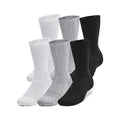 Unisex Adult Cotton Crew Socks - Medium, Steel, White & Black - Multipacks