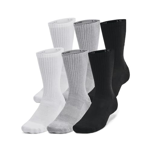 Unisex Adult Cotton Crew Socks - Medium, Steel, White & Black - Multipacks