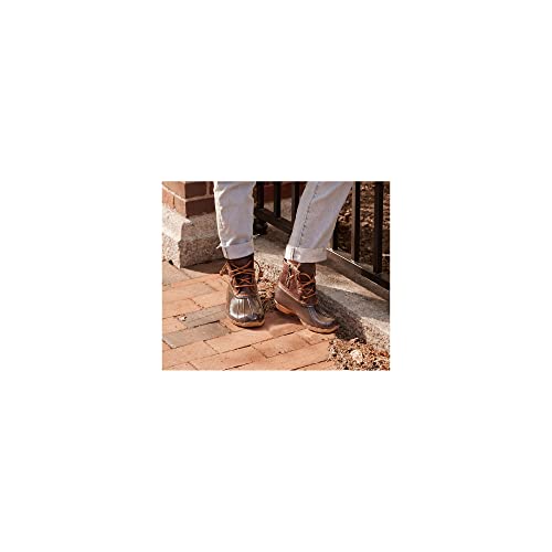 Saltwater Women’s Duck Boots - Tan/Navy, Size 8.5, Waterproof Winter Footwear