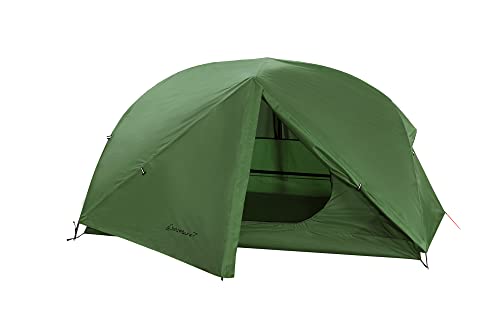 Green 2 Person Lightweight Backpacking Tent with High Headroom - Compact & Waterproof