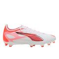 PUMA Ultra 5 Pro Firm Ground Soccer Cleats - White/Black/Red, Artificial & Natural Grass