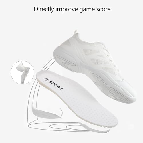 Girls Cheer Shoes White Cheerleading Dance Shoes Youth High-Performance Breathable Cheerleading Shoes 4 Big Kid