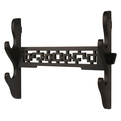 Wall Mount Samurai Sword Display Rack 2-Tier Black - Versatile Weapon Holder