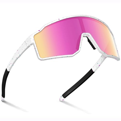 Kids Polarized Sunglasses UV400 Protection Baseball Sports Glasses White Pink Lens
