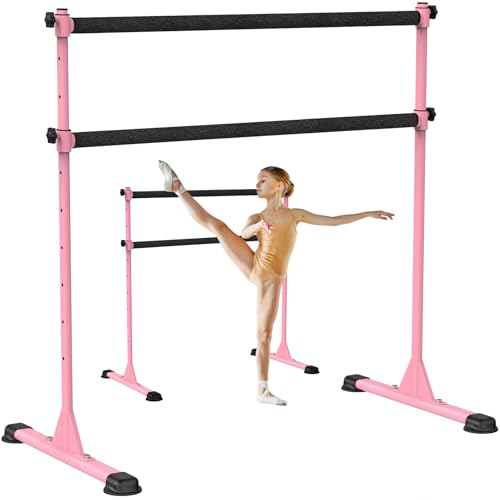 Pink 4ft Steel Freestanding Ballet Bar for Kids & Adults - Adjustable Dance & Yoga Support