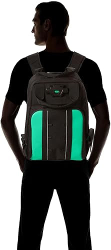 Amazon Basics Tool Backpack with LED Light, 55 Pockets, Padded Straps — Durable Storage Bag for Tools, Black (Variation of Backpack)