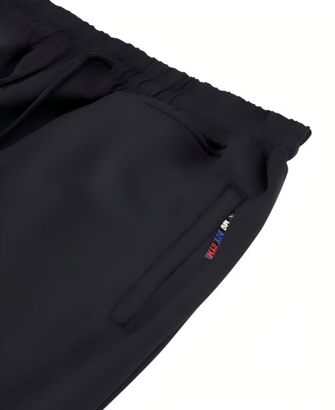 Men's Active Jogger Sweatpants with Zipper Pocket & Drawstring - Black, Large